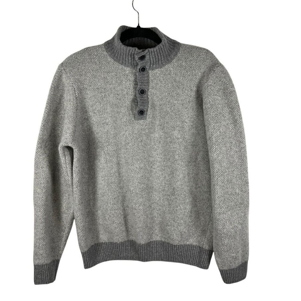 Luca Nobili Men's Large Gray Wool Blend 1/4 Zip Pullover Sweater Casual Outdoor‎